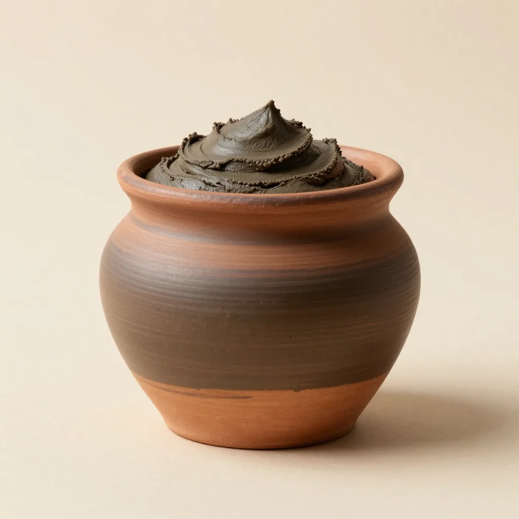 A jar of pure Dead Sea mud on a light background