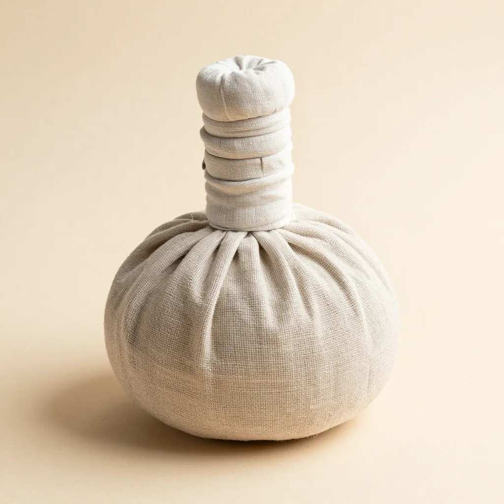 A spa mud set in a linen wrap on a light background