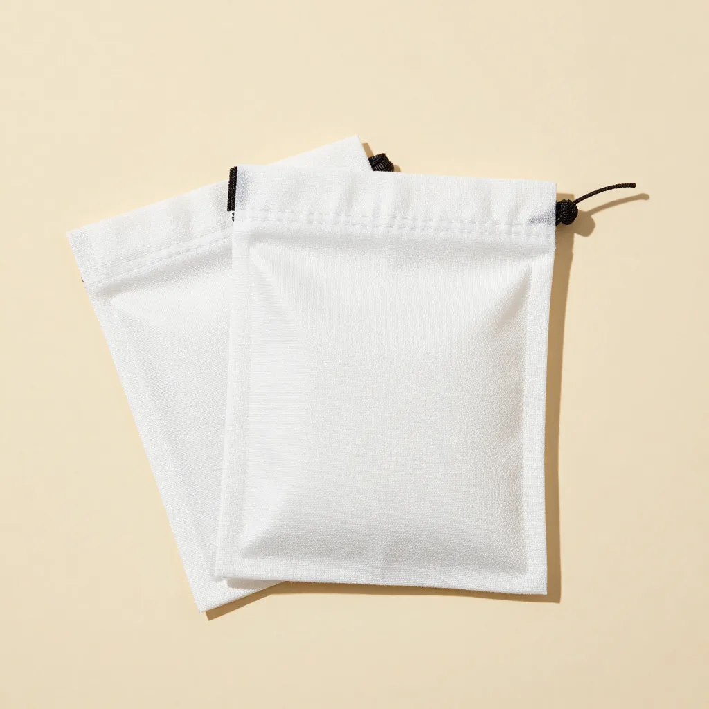 Travel mud sachets on a light background